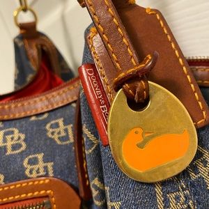 Vintage! Dooney & Bourke blue denim bag with classic red lining